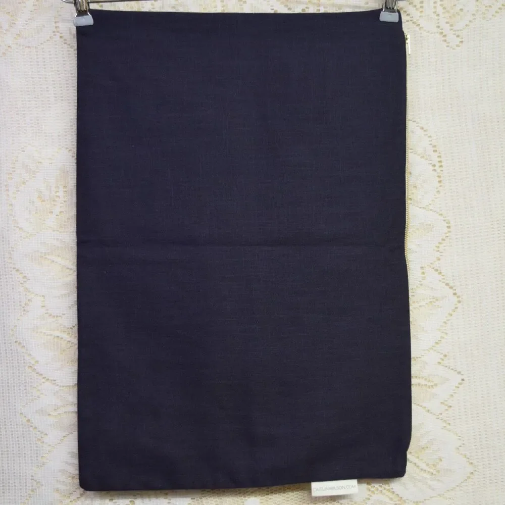 Caitlin Wilson Cotton Pillowcase Sham Pillow Case Blue w/ Pink Border Metal Zip